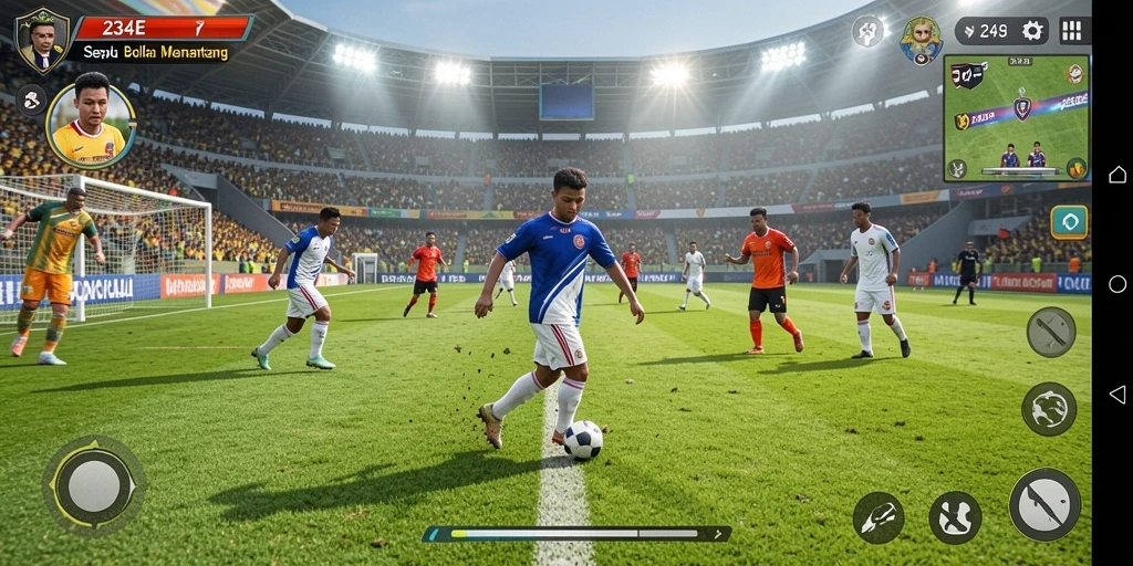 Tampilan gameplay seru dalam permainan sepak bola 234E.