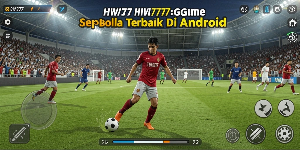 Tangkapan layar HW777 menampilkan aksi seru di lapangan sepak bola.