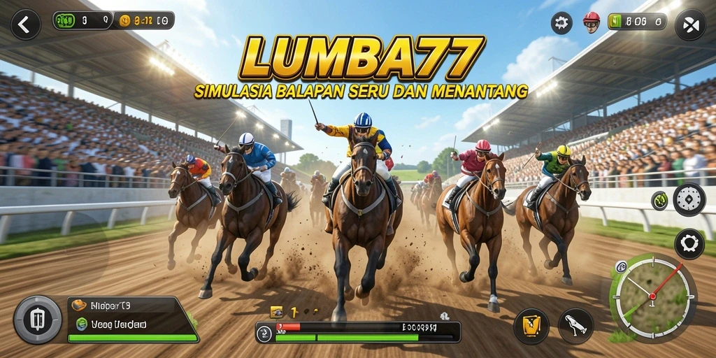 Tampilan gameplay seru LUMBA77 dalam aksi balapan.